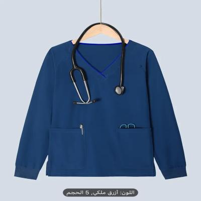 قميص سكراب نسائي بقصة V مطاطي مع جيوب 
